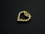 Bagette CZ Micro Pave Heart Shaped Pendant,Heart Cubic Zirconia Pendant, Gold Tone Heart, 22mm,Sku#F1112