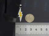 Enamel Colorful Lightning Shape Pendant Silver Finish, CZ Micro Pave Lightning Charm, Enamel pendant,Enamel Jewelry, 10x37mm, sku#LK138