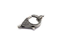 CZ Micro Pave Teardrop Lobster Claw Clasp, Cubic Zirconia Clasp, Antique Silver Plated Clasp, 18x26mm,sku#H173