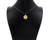 18k Dainty Gold Embossed Queen Coin Charms, Dainty Gold Emblem Pendant, Round Necklace Charms, 18mm, Sku#Z1249