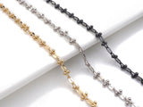 Gold Silver Ball oval link Station chain by Yard, wholesale station chain, sku#M315