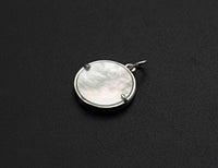 CZ Micro Pave Mary on Mother-of-pearl Coin Pendant/Charm, Cubic Zirconia Pendant Charm, Religious Charm, 15x18mm,sku#Z687