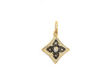 20mm/40mm CZ Micro Pave Dual Color Quatrefoil Flower Diamond Shape Pendant,Cubic Zirconia Gold/Rose Gold/Silver/Black Focal Pendant,sku#F624