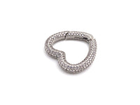 NEW STYLE!!! Fully CZ Micro Pave Heart Carabiner Clasp with Easy Open Spring, Heart Spring Snap Clasp, 26x28mm, sku#H259