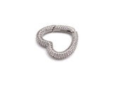 NEW STYLE!!! Fully CZ Micro Pave Heart Carabiner Clasp with Easy Open Spring, Heart Spring Snap Clasp, 26x28mm, sku#H259