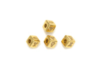 CZ Micro Pave Bee Bear Lip Dice Spacer Beads, Cubic Zirconia Cube Spacer Beads, NAME Beads in Gold Tone,8.5mm, sku#Z715