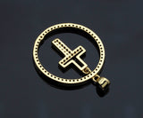 Clear CZ Micro Pave Cross Hanging in Round Ring Shape Pendant Charm, Cubic Zirconia Round Ring Cross Charm,27x30mm,sku#LK157