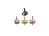 Cute CZ Micro Pave Lotus Flower Shaped Pendant/Charm, Yoga Cubic Zirconia Pendant Charm, 11mm,sku#Z793