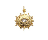 CZ Micro Pave Evil Eye On North Star Shaped Pendant/Charm,Gold Radiate Cubic Zirconia Pendant Charm,19x21mm,sku#Y315