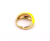 CZ Micropave Yellow Enamel Alphabet Adjustable Ring, 18K Gold Filled Enamel Open Ring, Statement Ring,23mm,Sku#O73