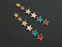 Enamel Colorful String Five Star Pendant,CZ Micro Pave Oil Drop pendant,Enamel pendant,Enamel Jewelry, 15x72mm,sku#Z672