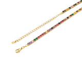 3 mm tennis chain, 18kt Gold plated Rainbow/Clear Pavecrystal diamond Necklace, Dainty Necklace, Fashion Jewelry, 16inch,sku#LD54 Bestbeads&Beyond