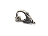 CZ Micro Pave Teardrop Lobster Claw Clasp, Cubic Zirconia Clasp, Antique Silver Plated Clasp, 18x26mm,sku#H173