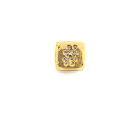 CZ Micro Pave # Symbol Dice Spacer Beads, Cubic Zirconia Cube Spacer Beads, 24k Gold Tone, 8.5mm, sku#Z720
