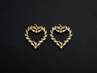 Bagette CZ Micro Pave Heart Shaped Pendant,Heart Cubic Zirconia Pendant, Gold Tone Heart, 22mm,Sku#F1112