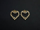Bagette CZ Micro Pave Heart Shaped Pendant,Heart Cubic Zirconia Pendant, Gold Tone Heart, 22mm,Sku#F1112