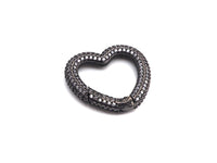 NEW STYLE!!! Fully CZ Micro Pave Heart Carabiner Clasp with Easy Open Spring, Heart Spring Snap Clasp, 26x28mm, sku#H259