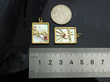 Fuchsia CZ Mom/Mama Heart On Rectangle Pearl Shape Pendant,18K Gold Filled Mother of Pearl Charm, Mother's Day MOP Pendant,17x24mm,Sku#Z1373