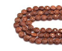 Double Sided Turtle Shell Cut Goldstone Coin beads, 6mm Flat coin faceted, Natural Gemstone Beads, 16" Full strand, sku#U605