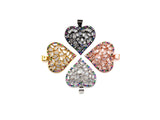 Bagette CZ Micro Pave Filigree Heart Pendant, Heart Shaped Pave Pendant, Gold/Rose Gold/Silver/Gunmetal plated, 28mm, Sku#FH44