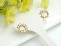 CZ C Shape Stud Earring, Sku#J222