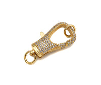 Full CZ Micro Pave Lobster Claw Clasp/Link Connector with Jump Ring, Pave Claw Clasp, Diamond Pave Clasp, 27x14mm,Sku#H307