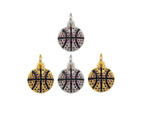 CZ Micro Pave Gold Silver Basketball Charm, Cubic Zirconia Pendant, Sport ball Charm, CZ Micro Pave Pendant,11x13mm, Sku#F1348