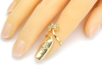 CZ Heart/Flower Adjustable Nail Ring, Sku#X274