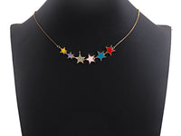 Enamel Colorful String Five Star Pendant,CZ Micro Pave Oil Drop pendant,Enamel pendant,Enamel Jewelry, 15x72mm,sku#Z672