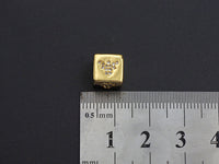 CZ Micro Pave Bee Bear Lip Dice Spacer Beads, Cubic Zirconia Cube Spacer Beads, NAME Beads in Gold Tone,8.5mm, sku#Z715