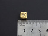 CZ Micro Pave Bee Bear Lip Dice Spacer Beads, Cubic Zirconia Cube Spacer Beads, NAME Beads in Gold Tone,8.5mm, sku#Z715