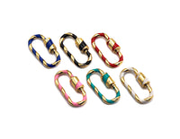 Colorful Enamel Pave Oval Shape Clasp, Carabiner Clasp, 11x25mm, sku#H161