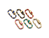 Colorful Enamel Pave Oval Shape Clasp, Carabiner Clasp, 11x25mm, sku#H161