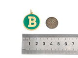 New Trendy Green Gold Enamel Initials Letter Charm/Pendant, Enamel Initial Alphabet Letters, Custom Naming Pendants, 25x28mm,sku#ML36