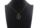 Clear CZ Micro Pave Cross Hanging in Round Ring Shape Pendant Charm, Cubic Zirconia Round Ring Cross Charm,27x30mm,sku#LK157