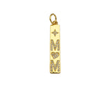 CZ Micro Pave Mom Word On Long Bar Shape Pendant, 18K Gold Filled Charm, DIY Mother's Day Necklace Bracelet Charm Pendant,6x31mm,Sku#Z1374