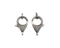 CZ Micro Pave Teardrop Lobster Claw Clasp, Cubic Zirconia Clasp, Antique Silver Plated Clasp, 18x26mm,sku#H173