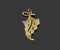 Gold Filled CZ Micro Pave Maple Leaf Shape Pendant, 18K Gold Filled Leaf Charm, Necklace Bracelet Charm Pendant, 24x15mm,Sku#Y469