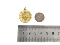 CZ Micro Pave Sun Face On Round Shape Pendant/Charm,Cubic Zirconia Medallion Charm, Necklace Bracelet Charm Pendant,22x25mm, Sku#Z1281