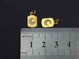 CZ Micro Pave Cresent Moon On Peltate Pendant, Cubic Zirconia Tag Pendant, Micro pave Moon pendant, 8x14mm, sku#Z773