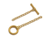 1Set/2 Sets Textured Toggle Clasp with extension chain, Gold/Silver/Rose Gold/Gunmetal Color Toggle Clasp, 12mm, sku#Y290