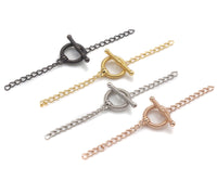 1Set/2 Sets Textured Toggle Clasp with extension chain, Gold/Silver/Rose Gold/Gunmetal Color Toggle Clasp, 12mm, sku#Y290