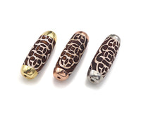 16x39mm Large Natural Tibetan Agate Barrel Shape Spacer Beads, Gold/Silver/Rose Gold Tone, Dzi Agate Spacer,Oval Tibetan Agate, sku#U1005
