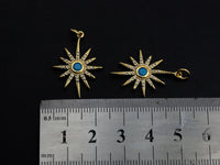 Turquoise Clear CZ Micro Pave North Star Shaped Pendant/Charm, Star Cubic Zirconia Pendant Charm, 19x24mm,sku#Z823