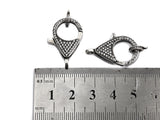 CZ Micro Pave Teardrop Lobster Claw Clasp, Cubic Zirconia Clasp, Antique Silver Plated Clasp, 18x26mm,sku#H173