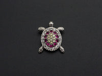 Colorful CZ Micro Pave Tortoise Shape Pendant,Cubic Zirconia Tortoise Charm,Gold/Silver/Black Tone, 18X23mm,sku#Z724