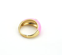 CA Micropave Pink Enamel Alphabet Adjustable Ring, 18K Gold Filled Enamel Open Ring, Statement Ring,23mm,Sku#O76