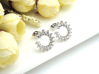 CZ C Shape Stud Earring, Sku#J222