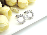CZ C Shape Stud Earring, Sku#J222