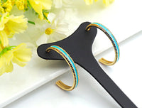 Colorful CZ Enamel Round Ring Latch Back Earring, Sku#J150